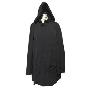 Eileen‎ Fisher Ripstop Nylon Hooded Jacket Black Medium Lightweight EUC